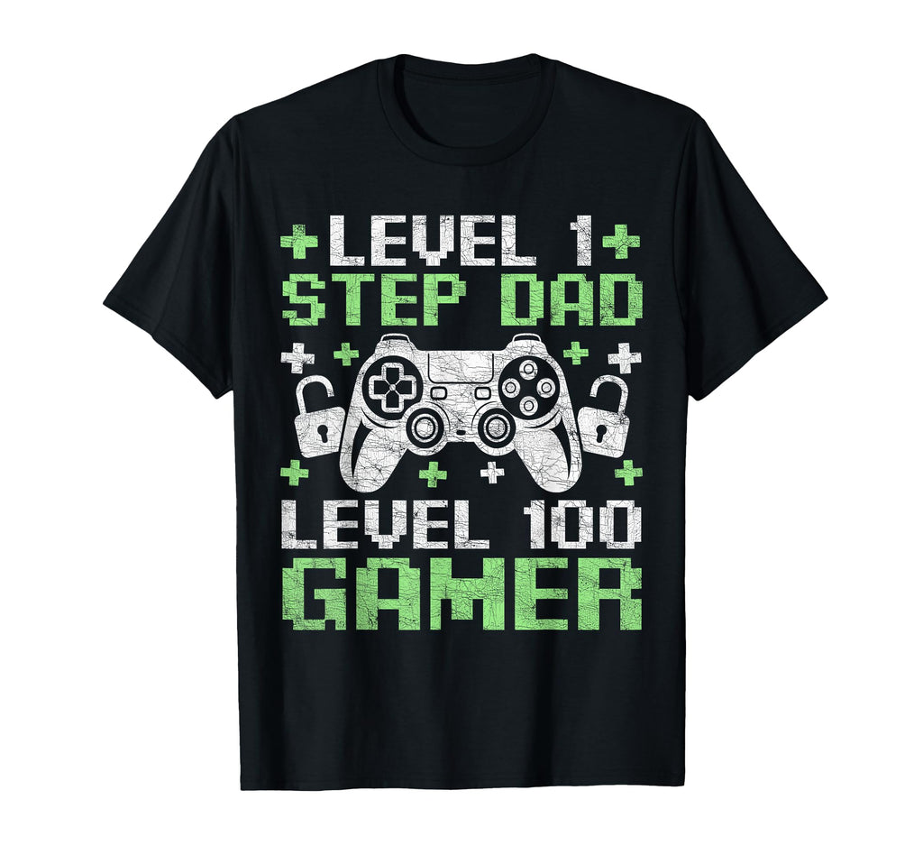 Gamer Stepdad Fathers Day Level 1 Step T-Shirt - Custom Art Print Unisex - T-Shirt, Sweatshirt, Hoodie