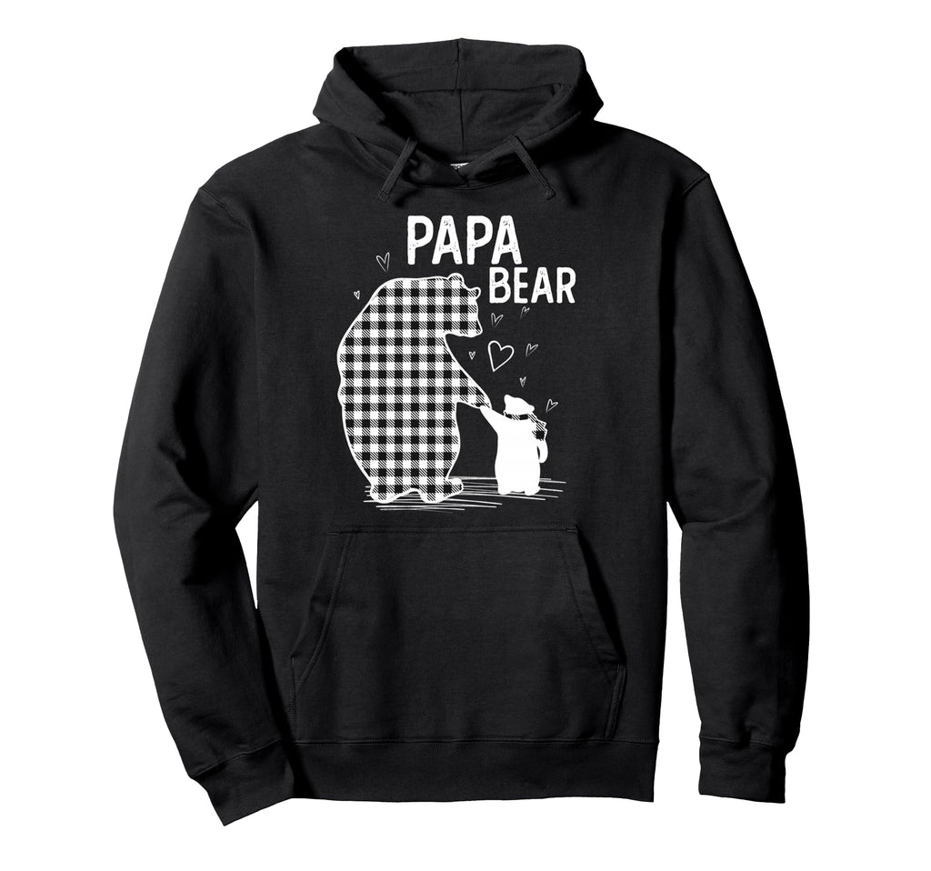 Papa Bear Pajama Grey Buffalo Plaid Family Hoodie - Graphic Print Unisex - T-Shirt, Sweatshirt, Hoodie