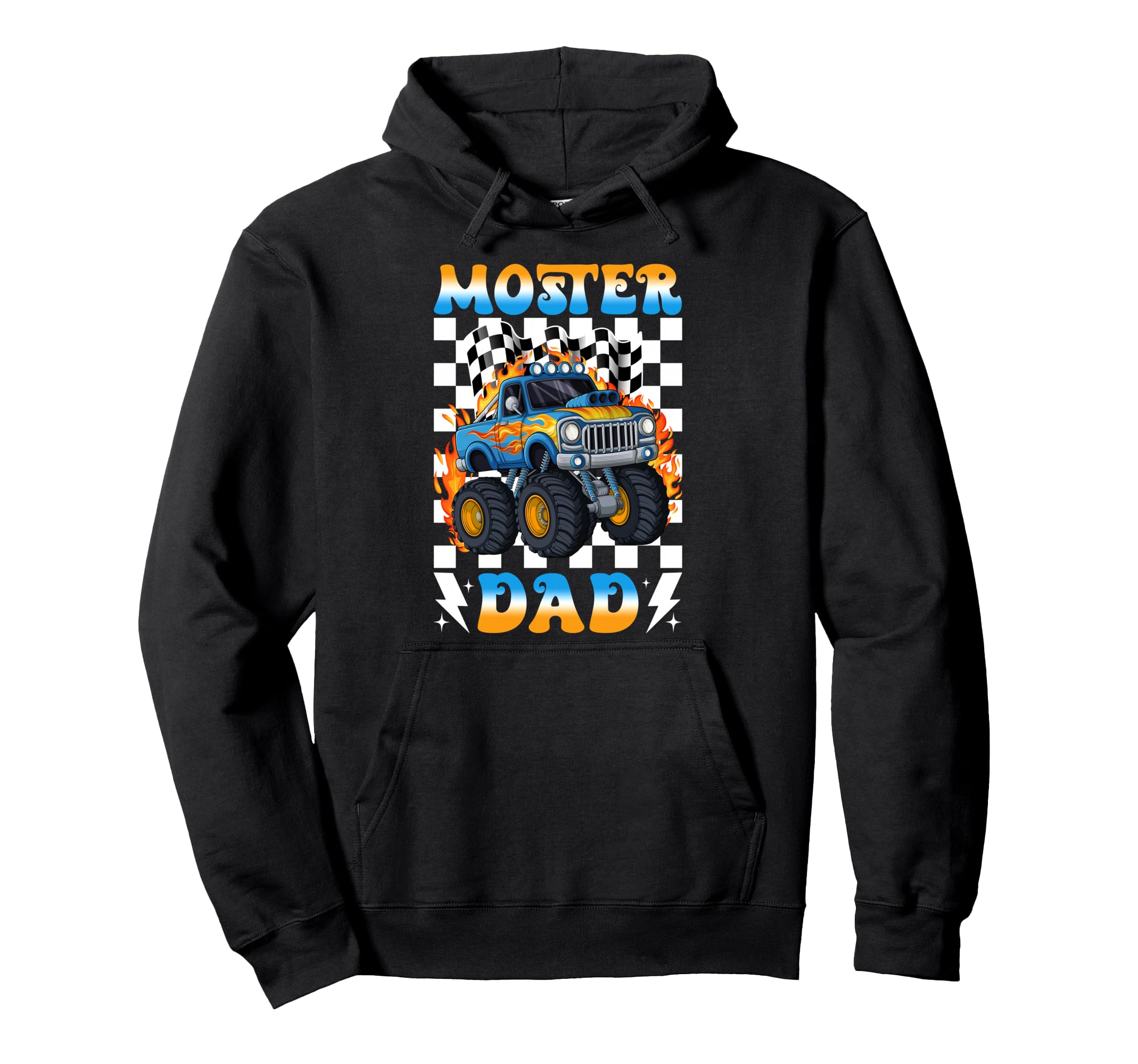 Monster Truck Dad Funny Happy Hoodie - Casual Everyday Wear Men Women - T-Shirt, Sweatshirt, Hoodie