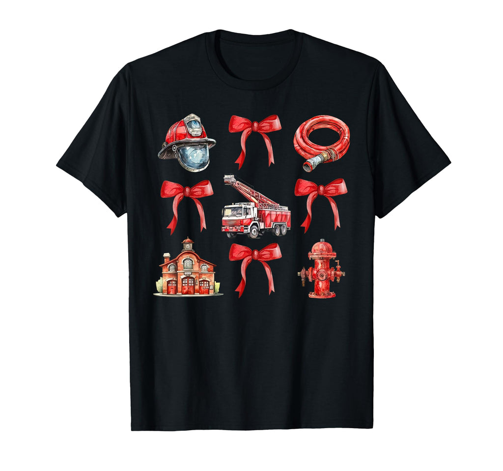 Coquette Bow Firefighter Firehouse T-Shirt - Custom Art Print Men Women - T-Shirt, Sweatshirt, Hoodie
