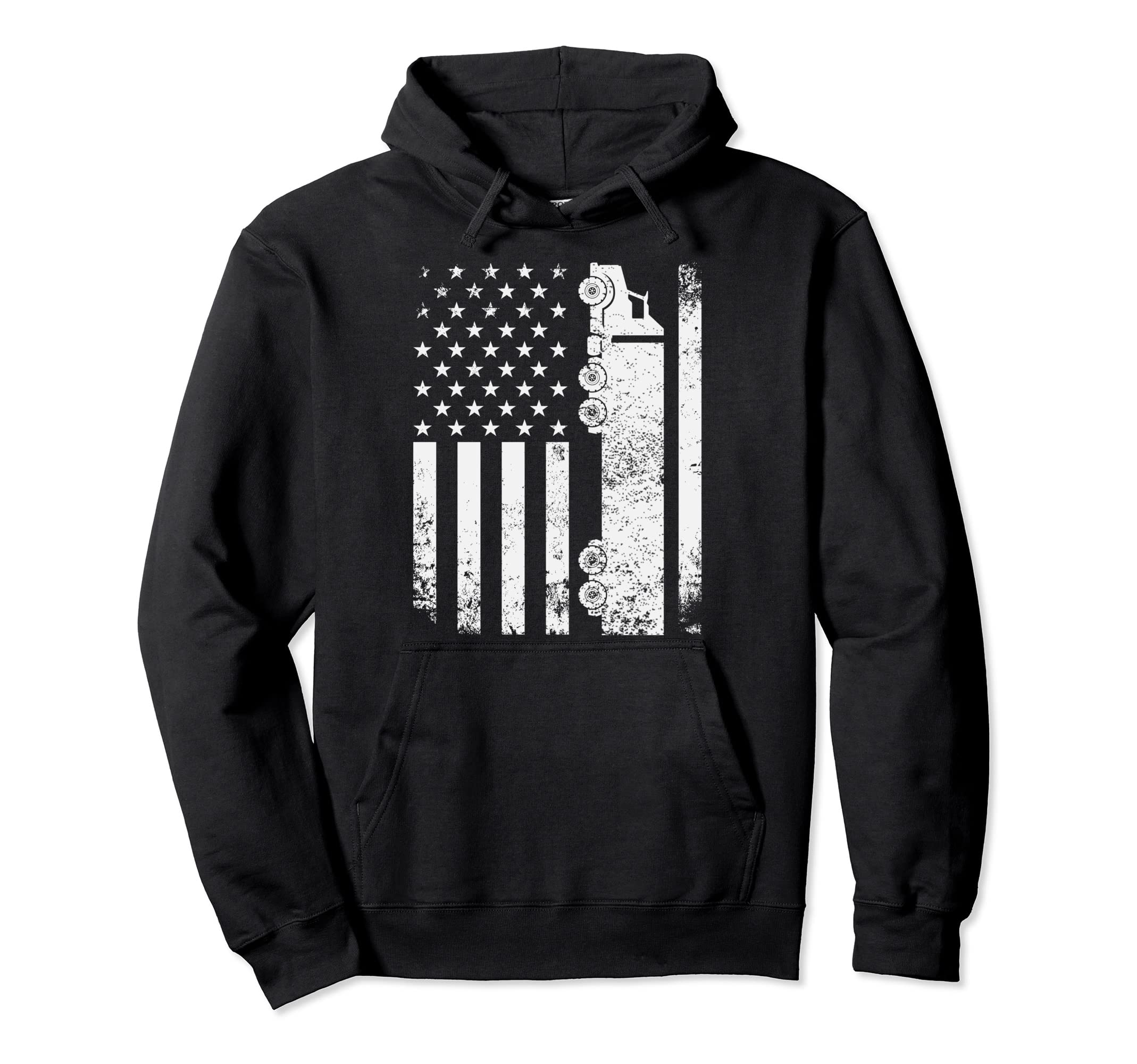 Trucker American Flag Usa Patriotic Truck Hoodie - Novelty Apparel Unisex - T-Shirt, Sweatshirt, Hoodie