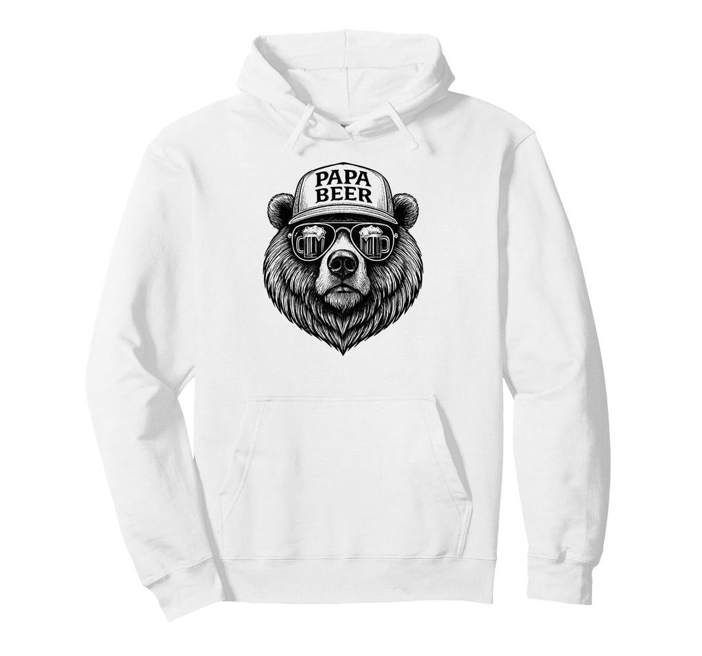 Papa Beer Funny Dad Bear Drinking Hoodie - Aesthetic Graphic Unisex - T-Shirt, Sweatshirt, Hoodie