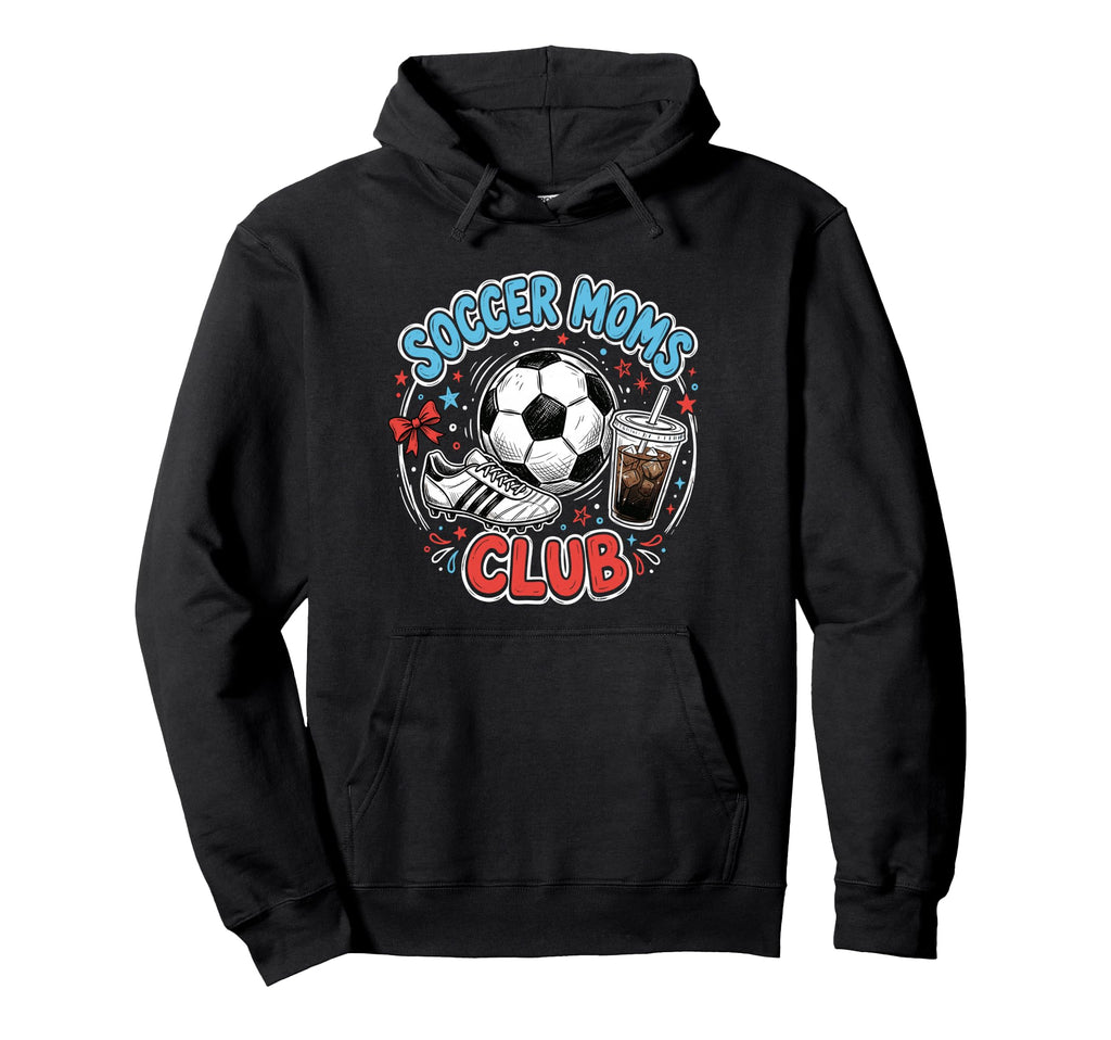 Soccer Moms Club Iced Coffee Cleats Hoodie - Minimalist Print for Adults - T-Shirt, Sweatshirt, Hoodie