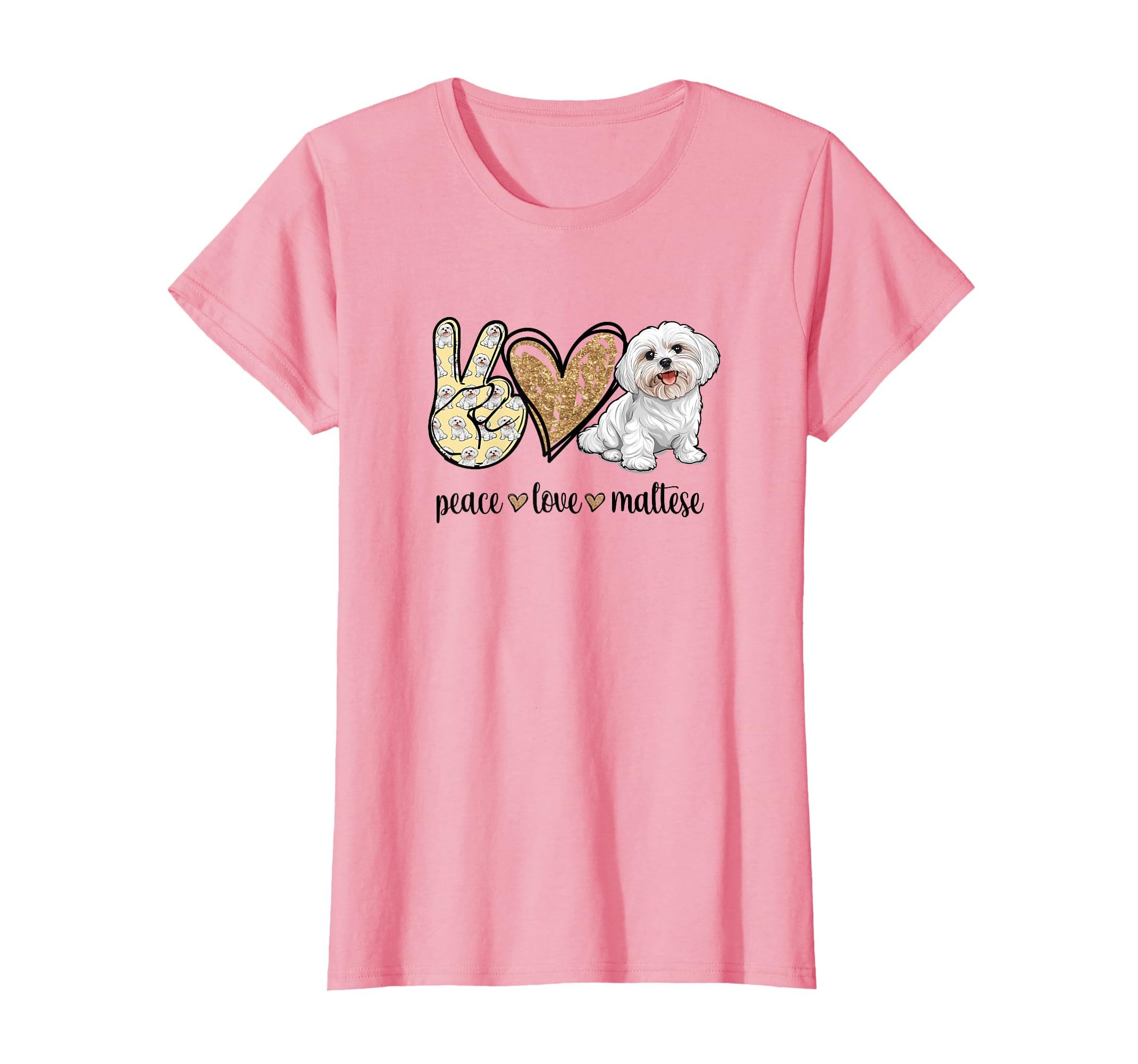 Womens Funny Peace Love Maltese T-Shirt - Casual Everyday Wear for Adults - T-Shirt, Sweatshirt, Hoodie