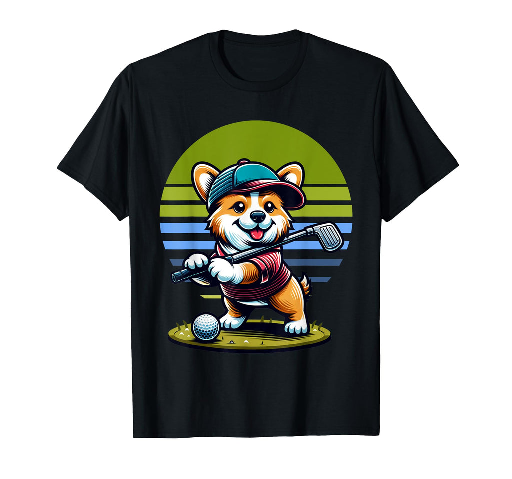 Standing Corgi Swinging Golf Club Funny T-Shirt - Unique Graphic Unisex - T-Shirt, Sweatshirt, Hoodie