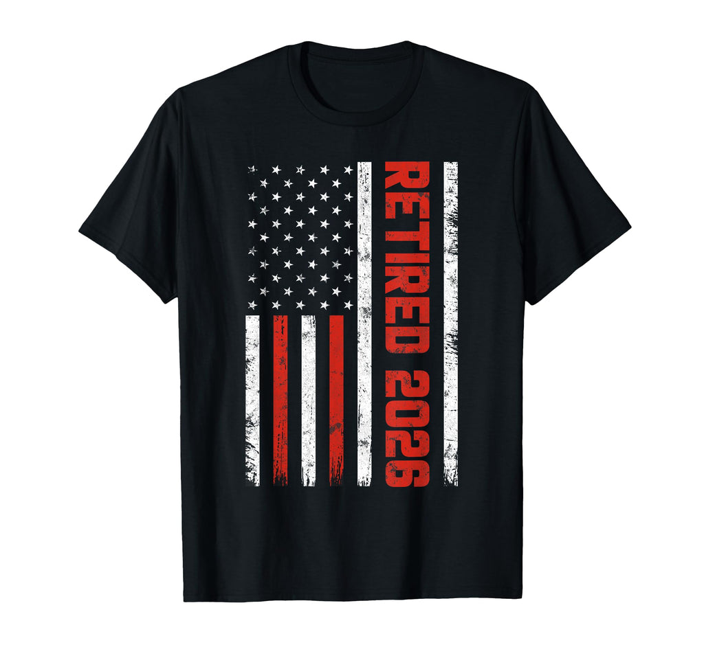 Retired 2026 American Flag Dad T-Shirt - Minimalist Print for Adults - T-Shirt, Sweatshirt, Hoodie