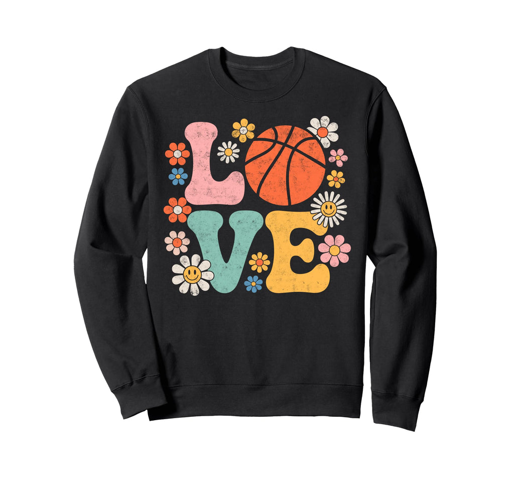 Groovy Love Basketball Ball Player Sweatshirt - Unique Graphic Men Women - T-Shirt, Sweatshirt, Hoodie