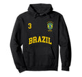 Brazil Number 3 Brazilian Soccer Team Hoodie - Trendy Graphic for Adults - T-Shirt, Sweatshirt, Hoodie