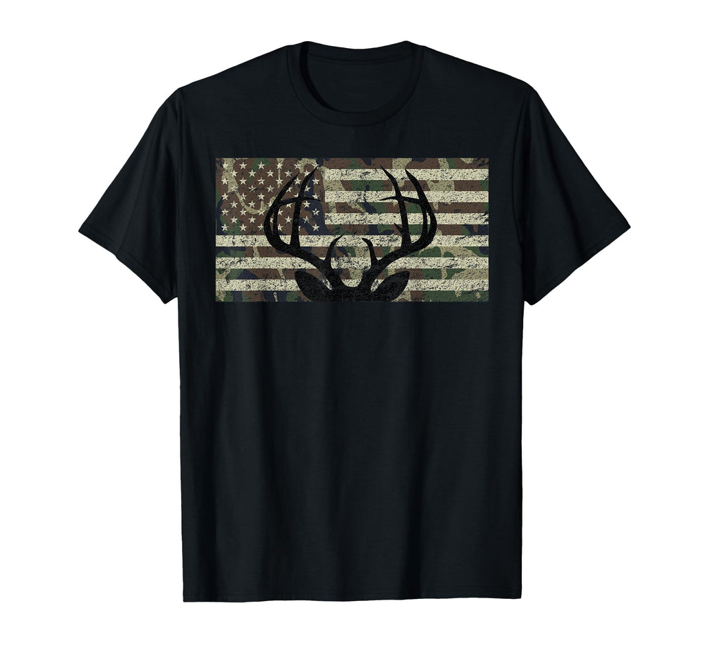 Deer Hunting Camo American Flag Buck T-Shirt - Novelty Apparel Men Women - T-Shirt, Sweatshirt, Hoodie