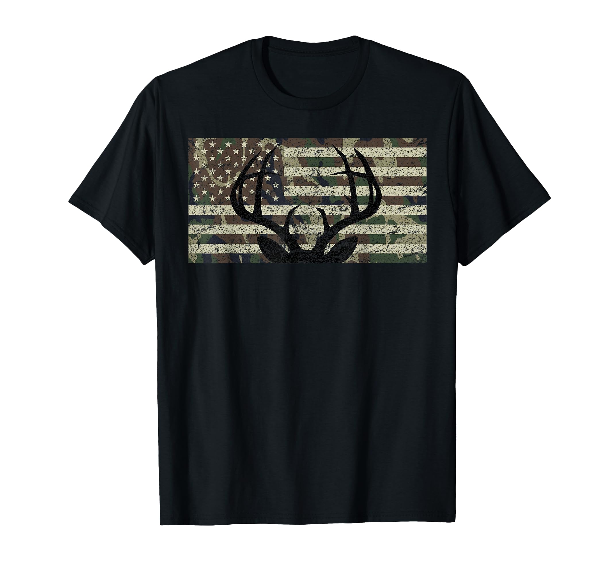 Deer Hunting Camo American Flag Buck T-Shirt - Novelty Apparel Men Women - T-Shirt, Sweatshirt, Hoodie