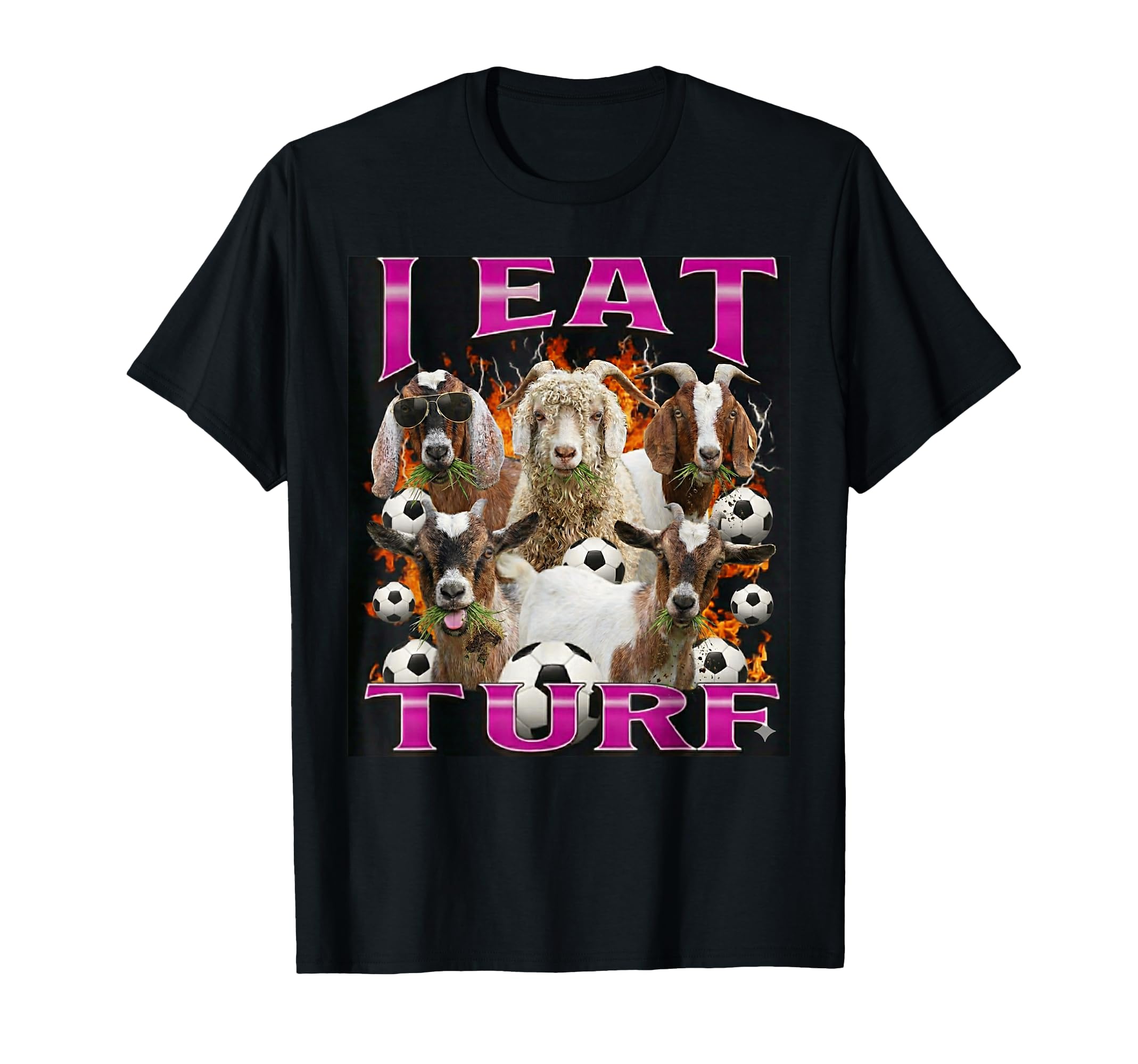 I Eat Turf Funny Goat Bootleg 90S Soccer T-Shirt - Minimalist Print Unisex - T-Shirt, Sweatshirt, Hoodie