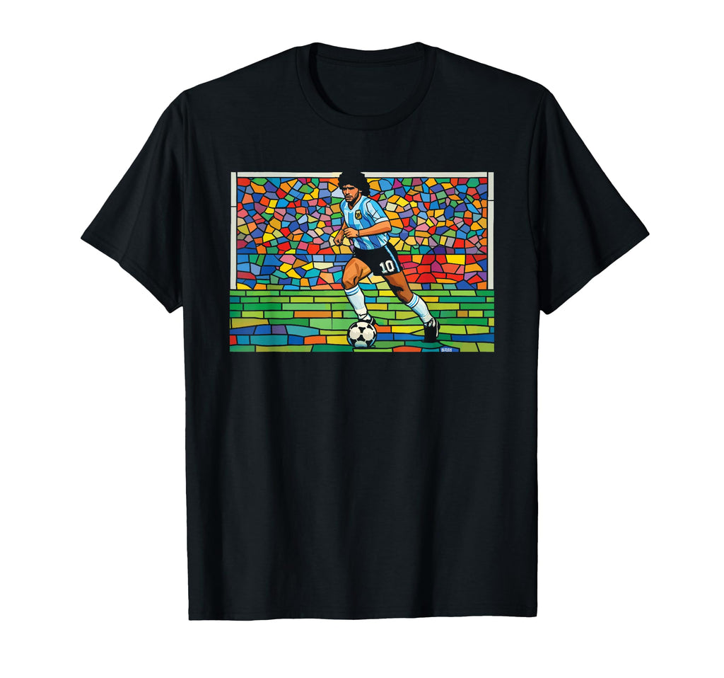 Diego Maradona Stained Glass Football T-Shirt - Novelty Apparel for Adults - T-Shirt, Sweatshirt, Hoodie