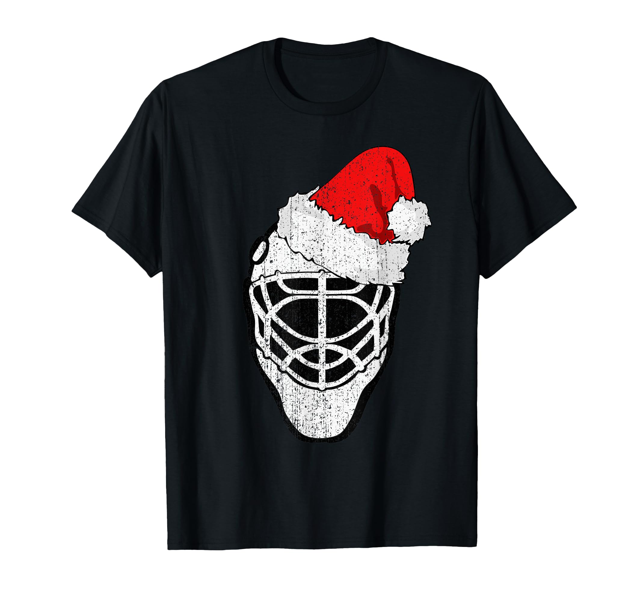 Ice Hockey Funny Goalie Santa Hat T-Shirt - Custom Art Print for Adults - T-Shirt, Sweatshirt, Hoodie