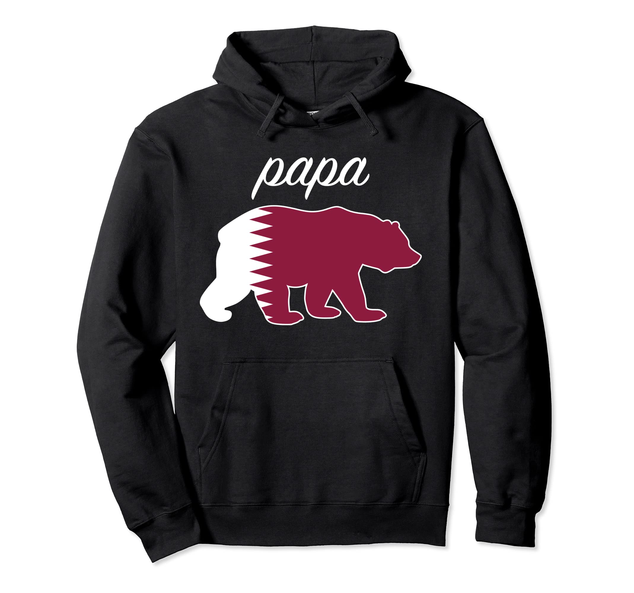 Papa Bear Qatar Flag Qatari Roots Hoodie - Graphic Print Unisex - T-Shirt, Sweatshirt, Hoodie