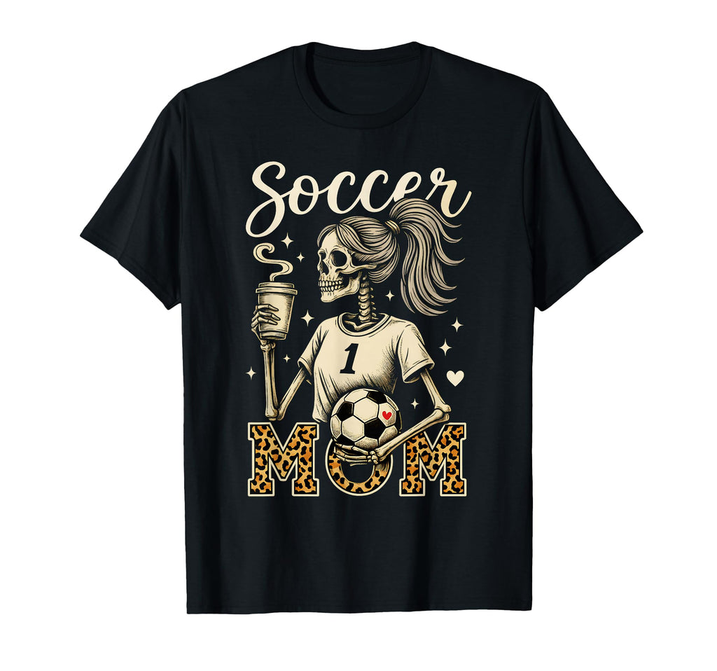 Soccer Mom Skeleton Coffee Leopard T-Shirt - Trendy Graphic for Adults - T-Shirt, Sweatshirt, Hoodie