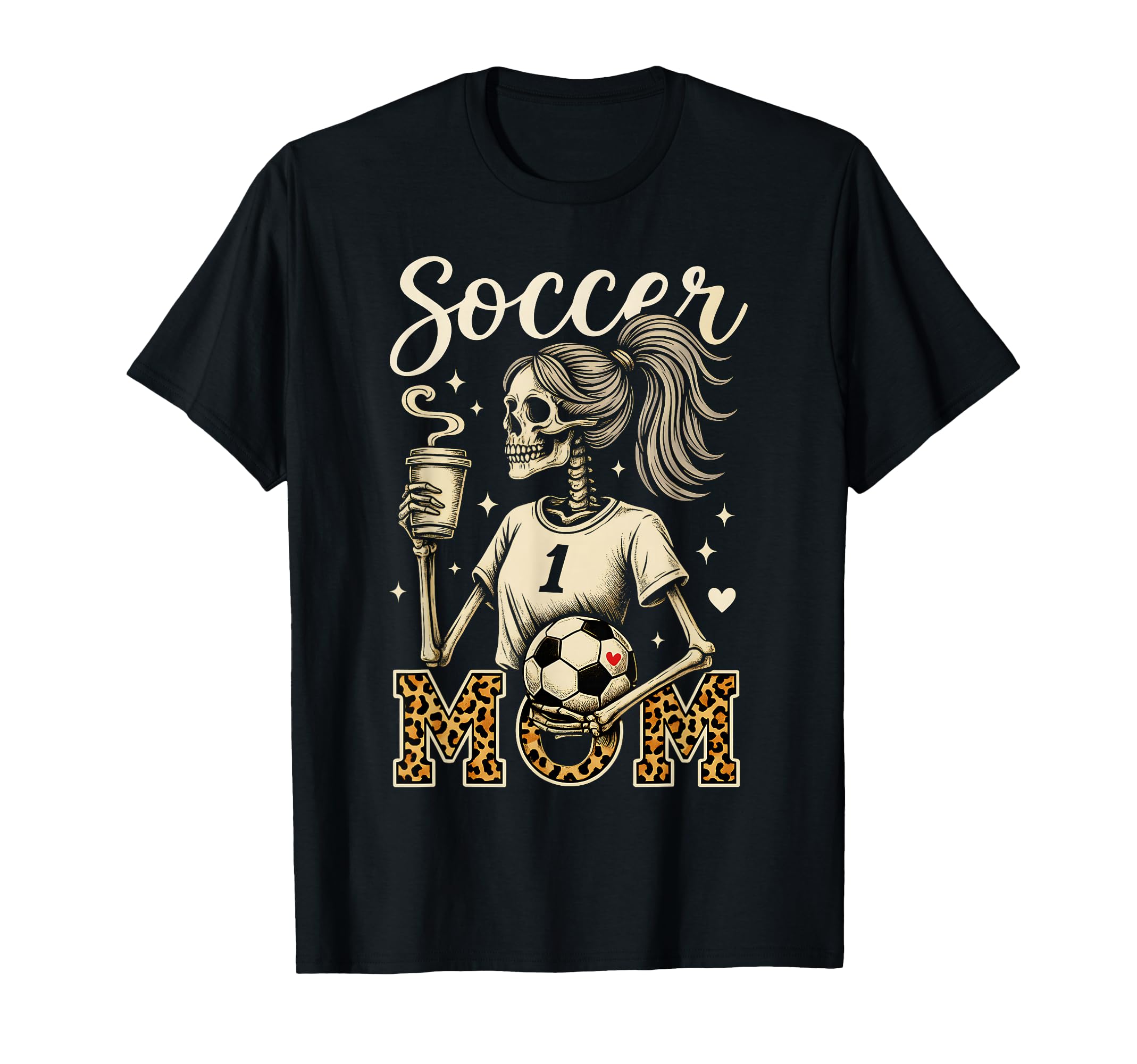 Soccer Mom Skeleton Coffee Leopard T-Shirt - Trendy Graphic for Adults - T-Shirt, Sweatshirt, Hoodie