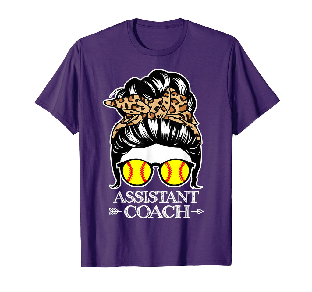 Softball Assistant Coach Messy Bun T-Shirt - Novelty Apparel Men Women - T-Shirt, Sweatshirt, Hoodie