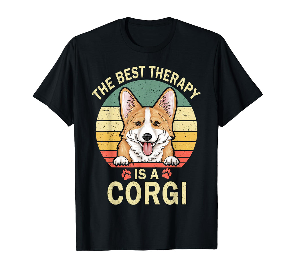 Best Therapy Is Corgi Dad Mom Dog Paw T-Shirt - Aesthetic Graphic Unisex - T-Shirt, Sweatshirt, Hoodie