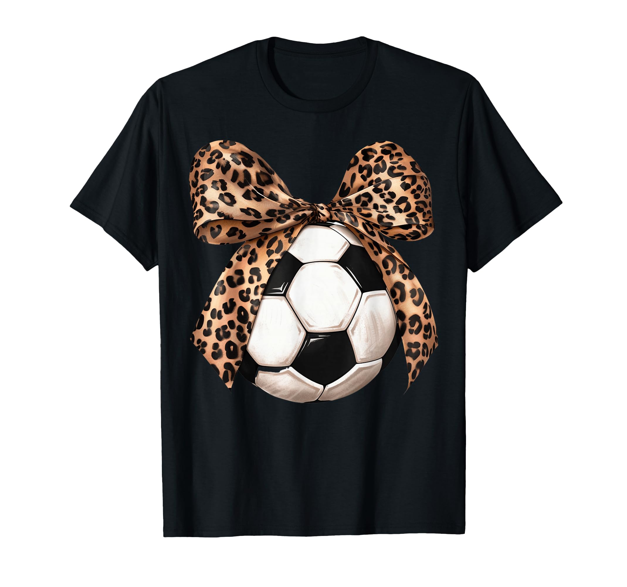 Soccer Coquette Bow Leopard Cheetah T-Shirt - Novelty Apparel for Adults - T-Shirt, Sweatshirt, Hoodie