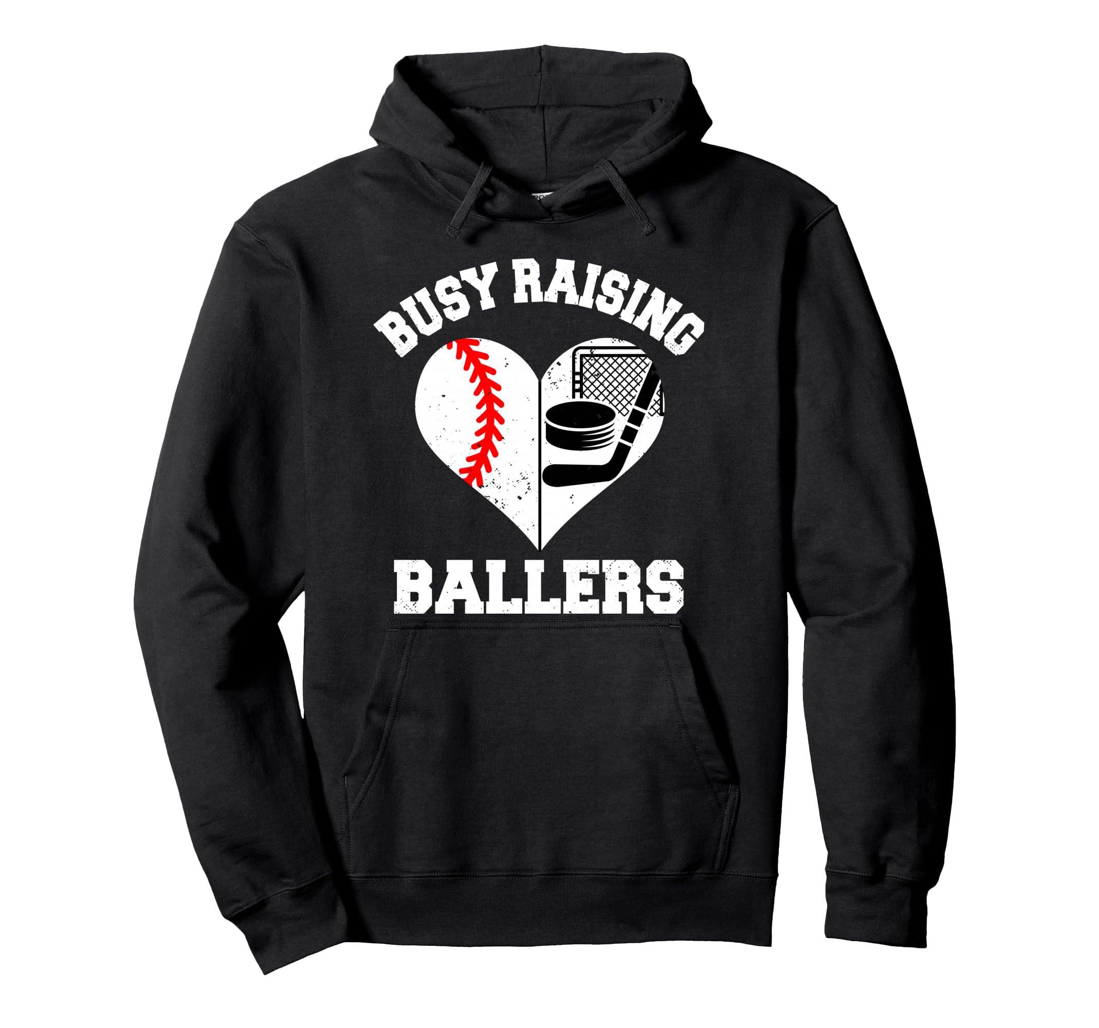 Busy Raising Ballers Baseball Hockey Hoodie - Novelty Apparel for Adults - T-Shirt, Sweatshirt, Hoodie