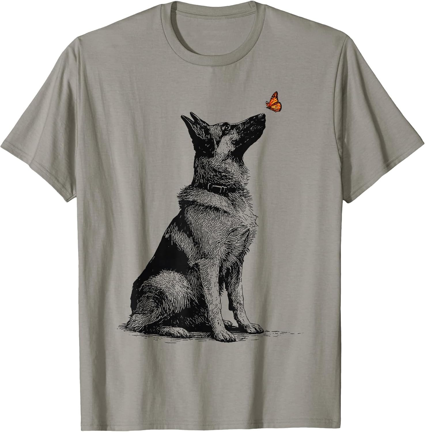 German Shepherd with Butterfly Minimalist Dog Lover - Adult & Kids T-Shirts, Sweatshirts & Hoodies apparel design preview 1
