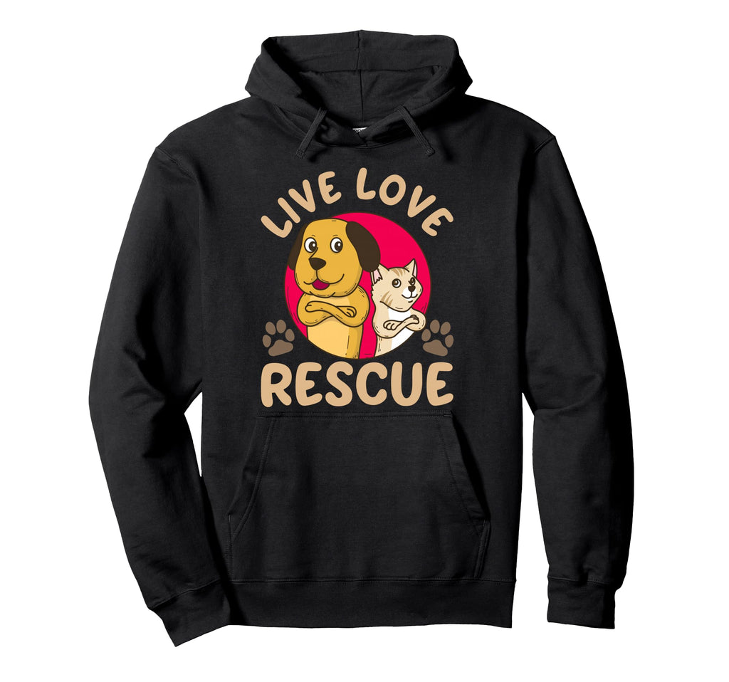 Live Love Rescue Adopt Dog Animal Rescue Hoodie - Trendy Graphic for Adults - T-Shirt, Sweatshirt, Hoodie