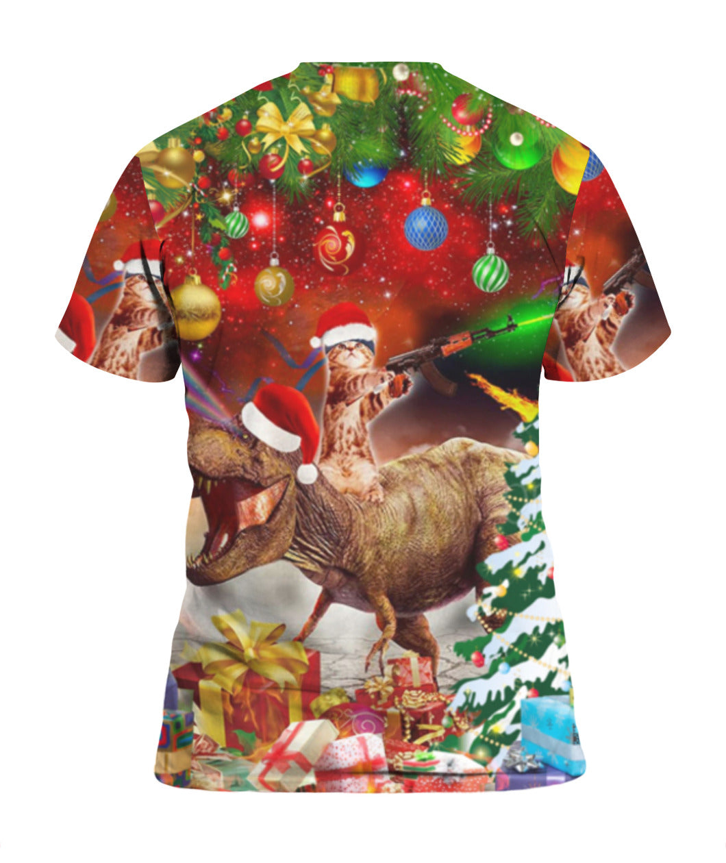 Cat Riding T rex Christmas gift 3D Christmas Sweater - Holiday Gift product image 4