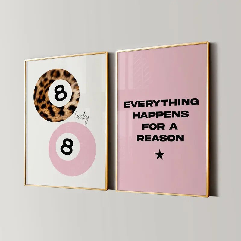 8 Ball Leopard Print Affirmations Poster Lucky Girl - Adult & Kids T-Shirts, Sweatshirts & Hoodies apparel design preview 1