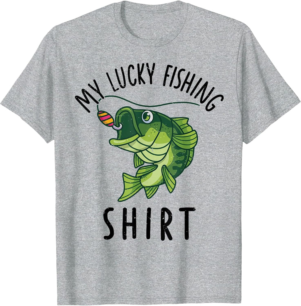Boys My Lucky Fishing- Bass Fish Kids Funny - Adult & Kids T-Shirts, Sweatshirts & Hoodies apparel design preview 1