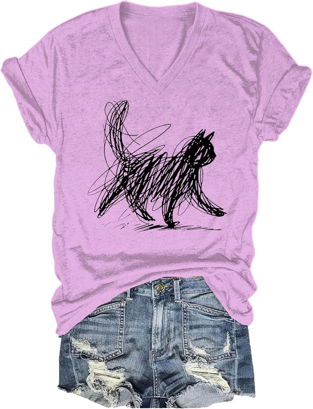 Minimalist Cat Art Funny for Women Men Scribble Cats - Adult & Kids T-Shirts, Sweatshirts & Hoodies apparel design preview 1