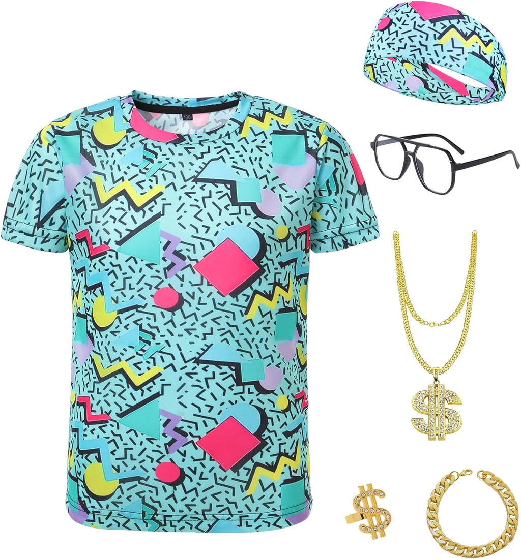 Boys 80s 90s Outfits 6 Pcs Hip Hop Costumes - Adult & Kids T-Shirts, Sweatshirts & Hoodies apparel design preview 1