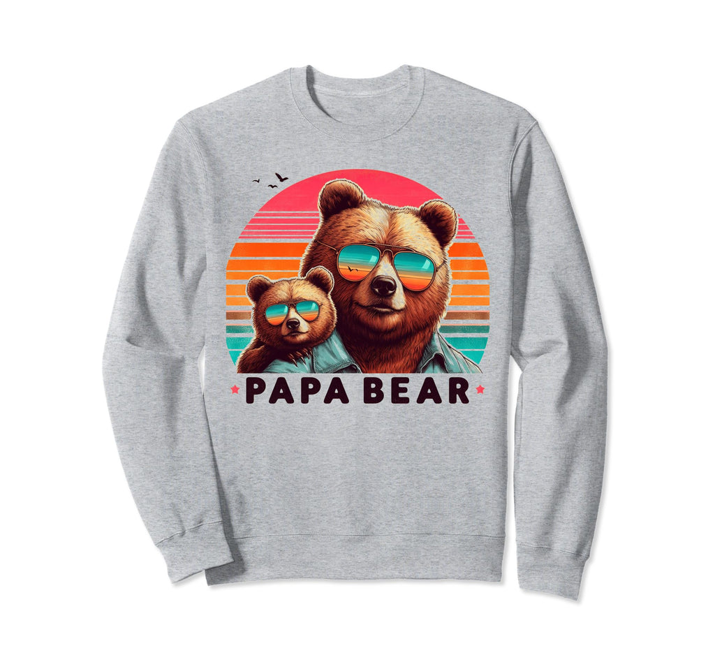 Papa Bear Sunglasses Funny Bear Dad Sweatshirt - Minimalist Print Men Women - T-Shirt, Sweatshirt, Hoodie