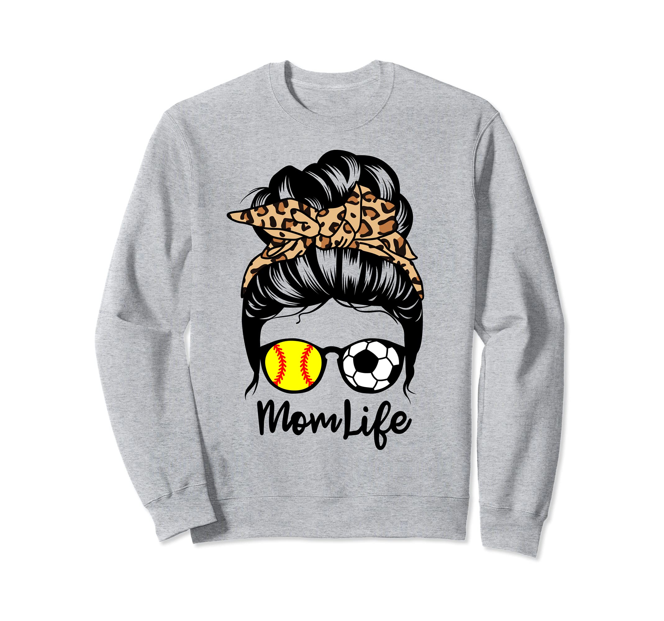 Mom Life Messy Bun Hair Funny Sweatshirt - Custom Art Print Men Women - T-Shirt, Sweatshirt, Hoodie