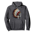 Native American Indian Chief Skull Hoodie - Unique Graphic Men Women - T-Shirt, Sweatshirt, Hoodie