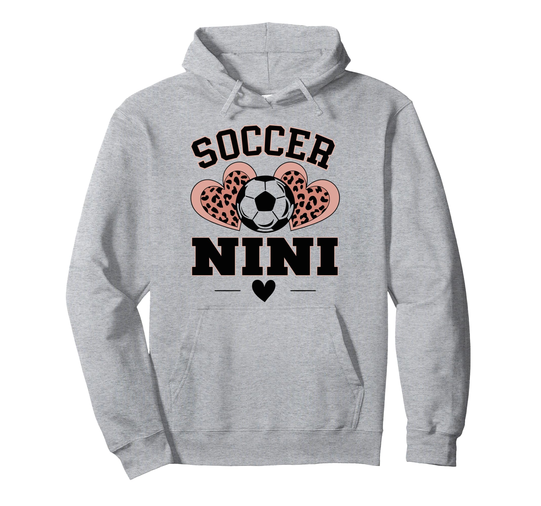 Soccer Nini Leopard Heart Soccer Ball Hoodie - Novelty Apparel Unisex - T-Shirt, Sweatshirt, Hoodie