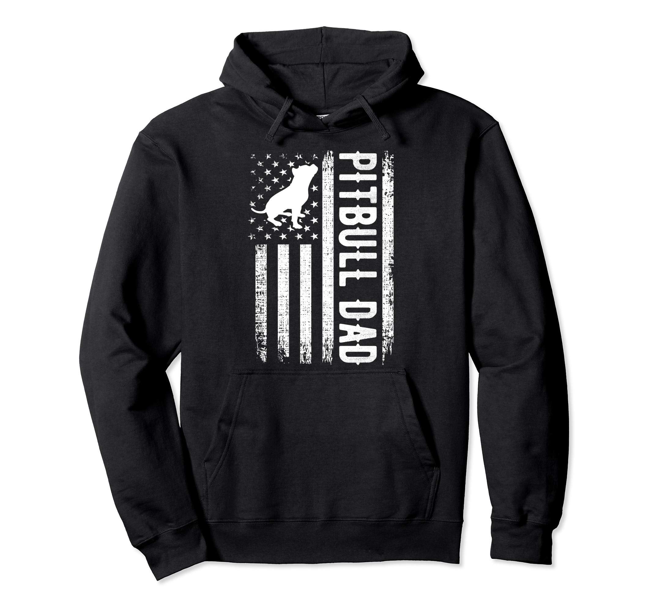 Mens Pitbull Dad Us Flag Pitbull Bully Dog Hoodie - Novelty Apparel Unisex - T-Shirt, Sweatshirt, Hoodie