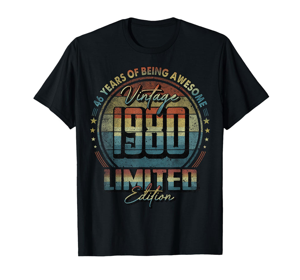 1980 46 Year Old 46Th Birthday T-Shirt - Casual Everyday Wear Men Women - T-Shirt, Sweatshirt, Hoodie