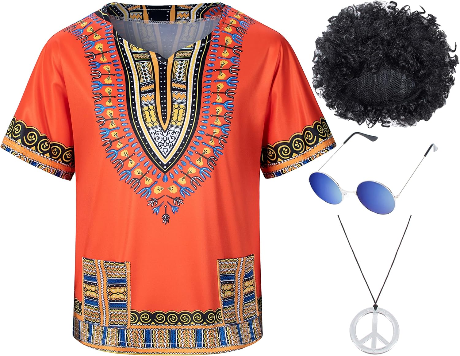 Kids Hippie Costume for Boys Girls 60s 70s 4 Pcs Afro - Adult & Kids T-Shirts, Sweatshirts & Hoodies apparel design preview 1