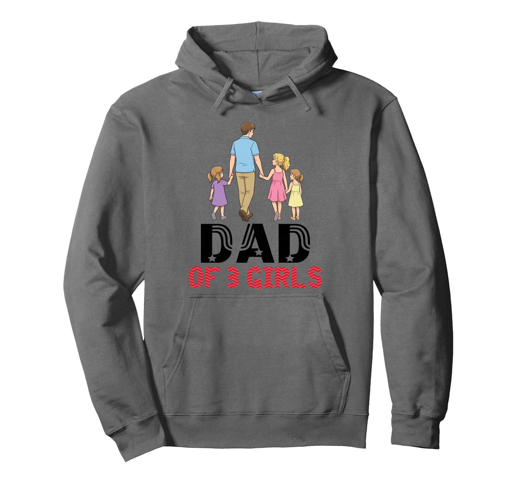 Dad Three Father Daughters Walking Hoodie - Novelty Apparel Unisex - T-Shirt, Sweatshirt, Hoodie