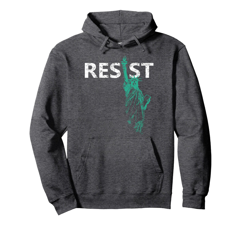 Distressed Statue Liberty Resist Hoodie - Minimalist Print Unisex - T-Shirt, Sweatshirt, Hoodie
