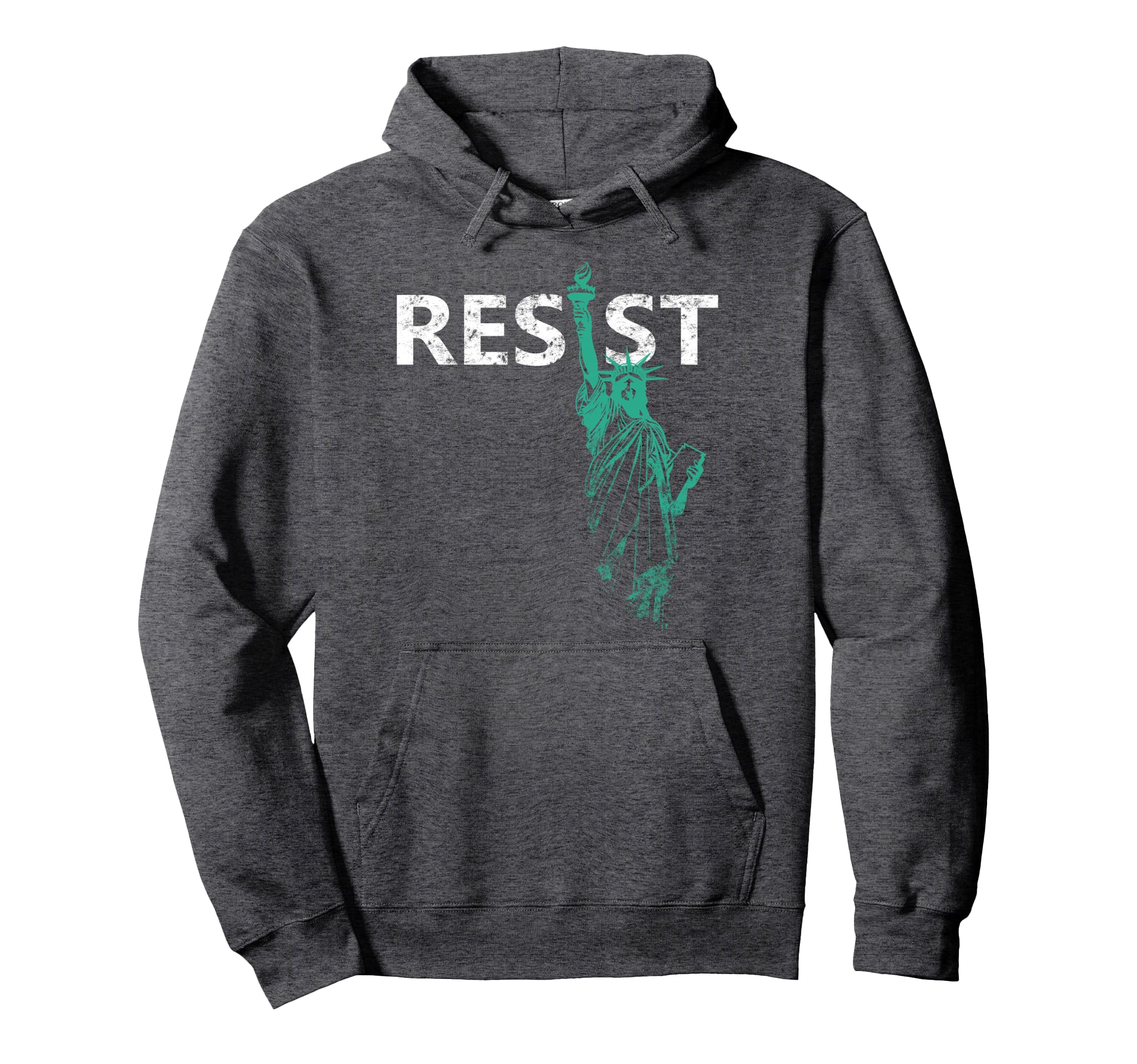 Distressed Statue Liberty Resist Hoodie - Minimalist Print Unisex - T-Shirt, Sweatshirt, Hoodie