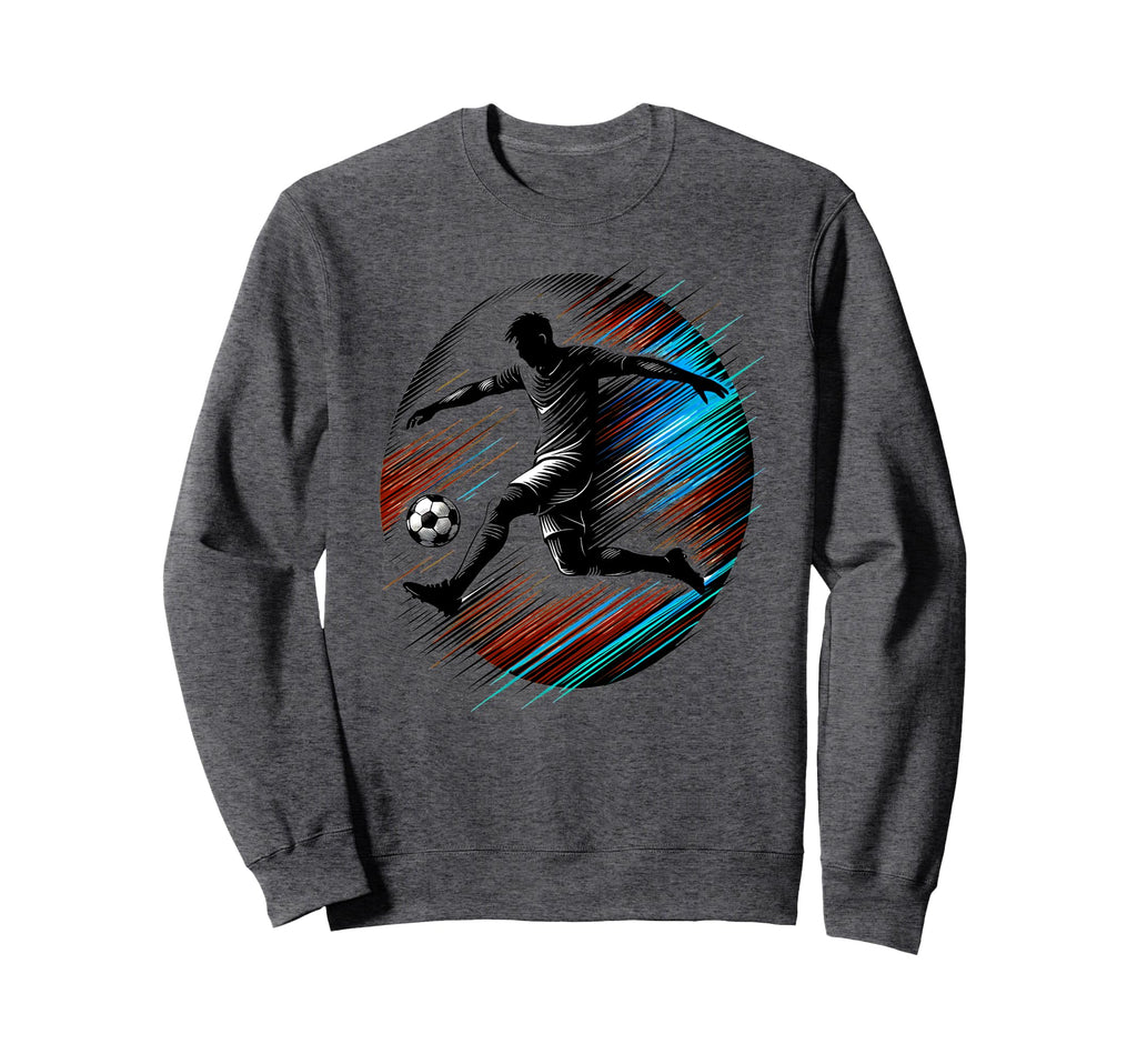 Dynamic Soccer Silhouette Mid Air Sweatshirt - Custom Art Print Unisex - T-Shirt, Sweatshirt, Hoodie