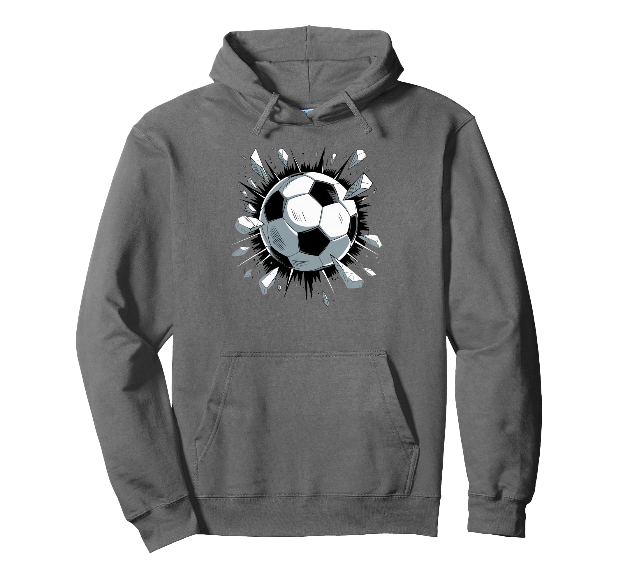 Soccer Ball Crashing Through Wall Hoodie - Graphic Print Men Women - T-Shirt, Sweatshirt, Hoodie