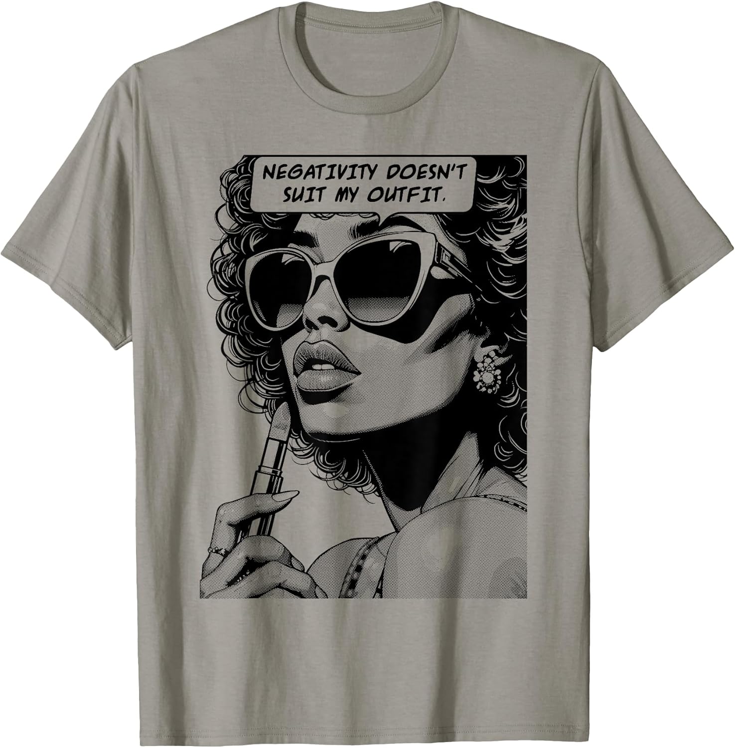 Negativity Doesn't Suit My Outfit Black Pop Art Girl - Adult & Kids T-Shirts, Sweatshirts & Hoodies apparel design preview 1