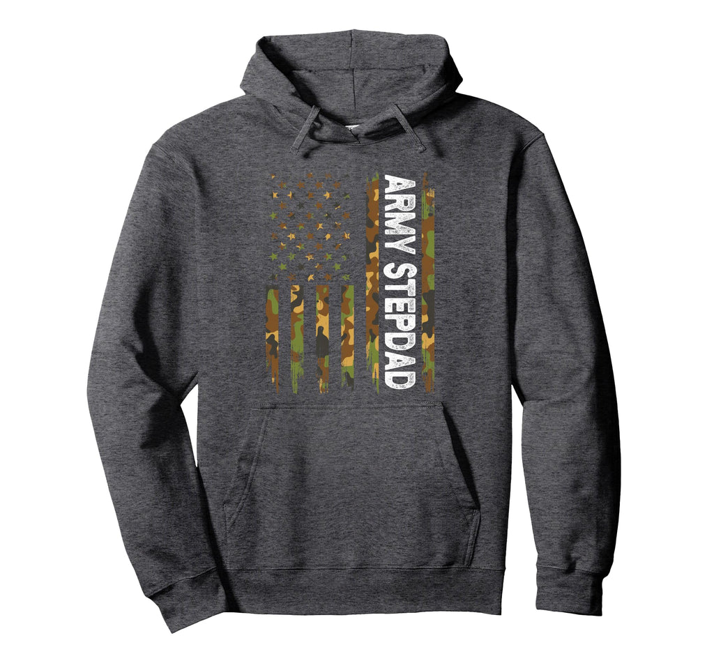 Army Stepdad American Flag Camouflage Hoodie - Trendy Graphic Unisex - T-Shirt, Sweatshirt, Hoodie