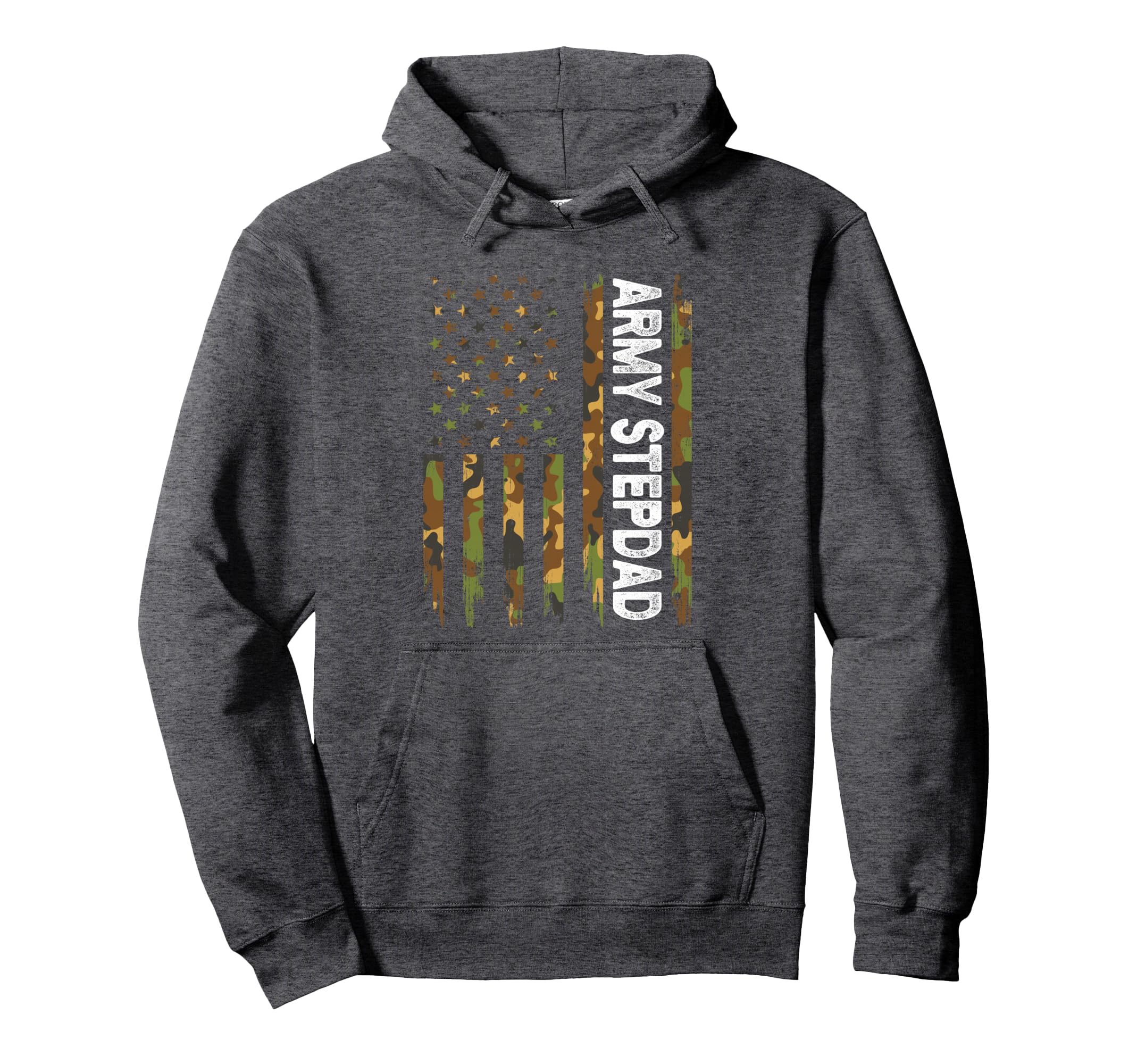 Army Stepdad American Flag Camouflage Hoodie - Trendy Graphic Unisex - T-Shirt, Sweatshirt, Hoodie