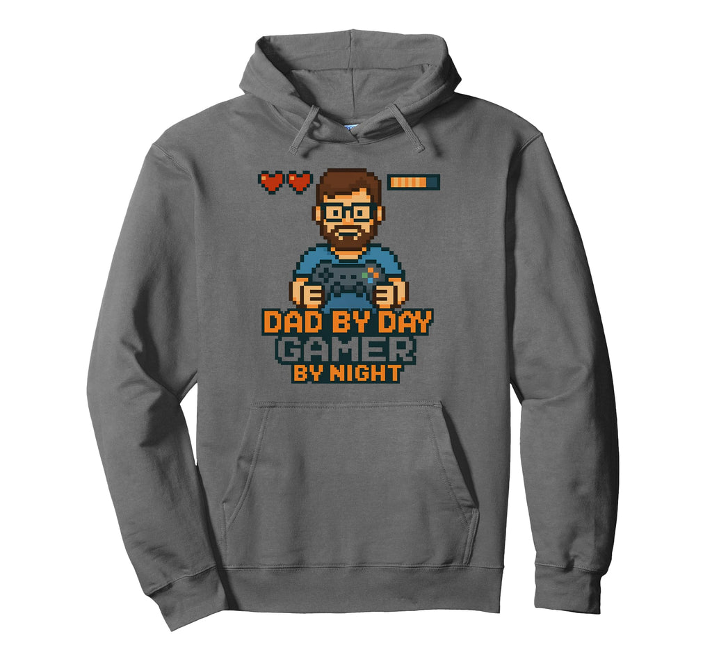 Dad Day Gamer Night Funny 8 Bit Hoodie - Casual Everyday Wear Men Women - T-Shirt, Sweatshirt, Hoodie