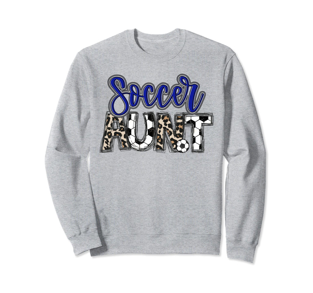Soccer Aunt Leopard Blue Soccer Sweatshirt - Custom Art Print for Adults - T-Shirt, Sweatshirt, Hoodie