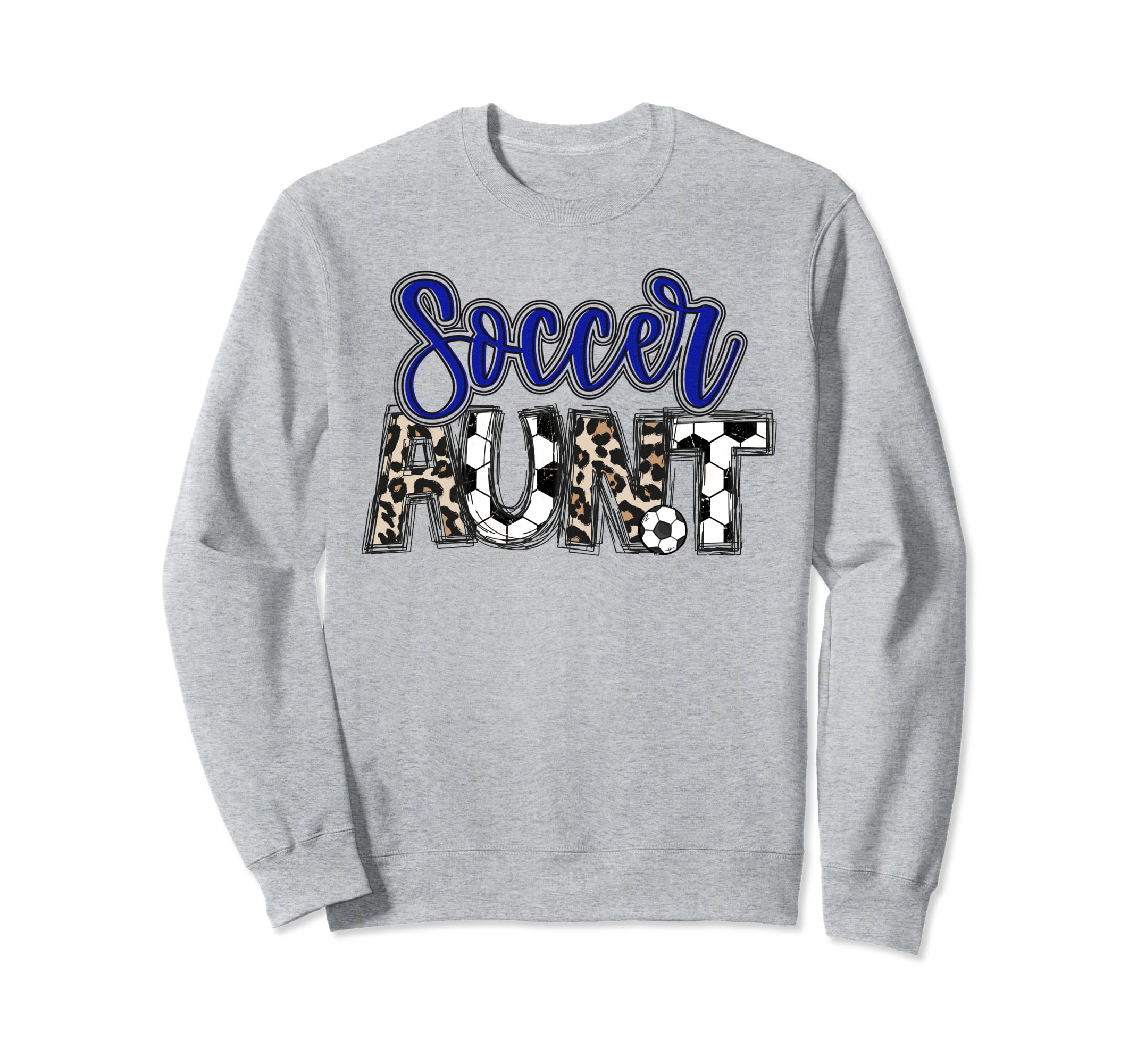 Soccer Aunt Leopard Blue Soccer Sweatshirt - Custom Art Print for Adults - T-Shirt, Sweatshirt, Hoodie