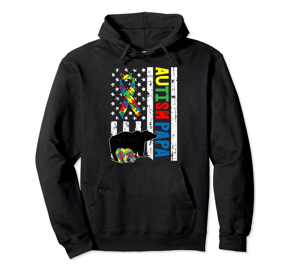 Papa Bear Matching Family Autism Hoodie - Fun Novelty Design for Adults - T-Shirt, Sweatshirt, Hoodie